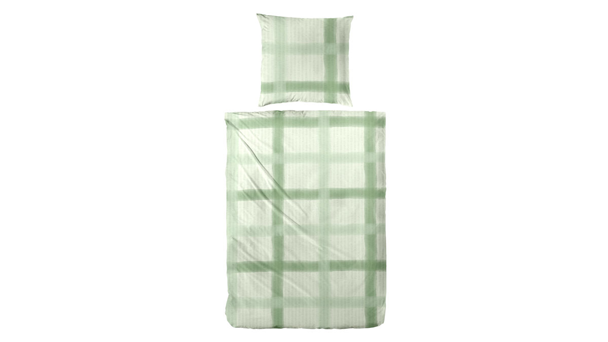 Bettwäsche-Set H. g. hahn haustextilien® aus Stoff in Grün HAHN Bettwäsche-Set zweiteilig, ca. 135 x 200 cm - Grün Weiß kariert