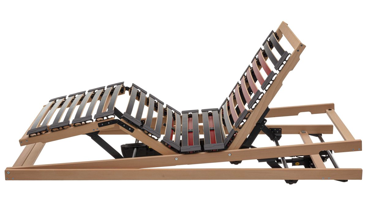 Lattenrost Interliving aus Holz in Holzfarben Interliving Lattenrost Serie 1952 mit Refluxfunktion und Funksteuerung dreifach motorisch mit Funk – Liegefläche ca. 90 x 190 cm