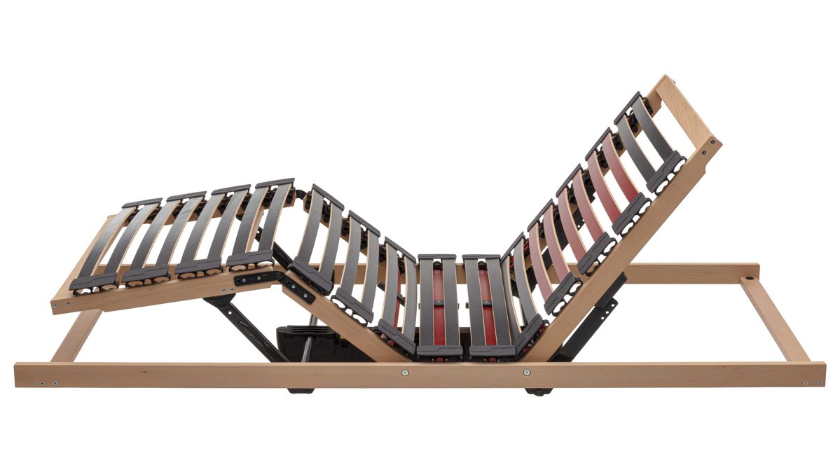 Lattenrost Interliving aus Holz in Holzfarben Interliving Lattenrost Serie 1952 mit zwei Motoren zweifach motorisch mit Handschalter – Liegefläche ca. 90 x 190 cm