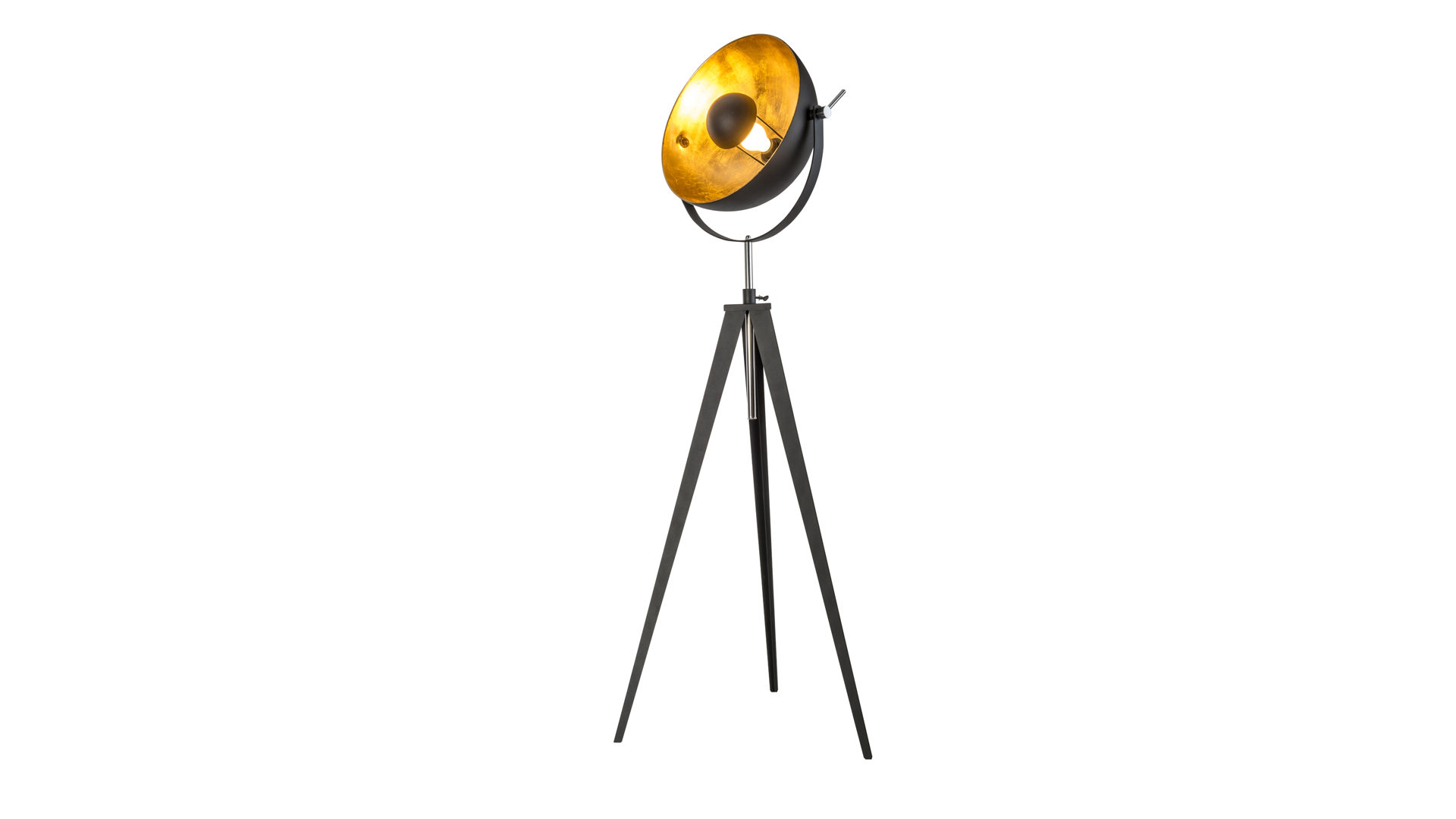 Stehleuchte Nino leuchten aus Metall in Schwarz Nino Stativ-Stehleuchte Bowy bzw. Stehlampe Schwarz & Gold – Höhe ca. 180 cm