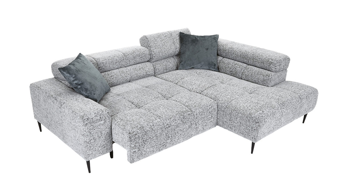 Schlafsofa Gutmann factory® aus Stoff in Hellgrau Ecksofa Abby mit Schlaffunktion hellgrauer Chenillebezug 358.42 - Breite ca. 238 cm