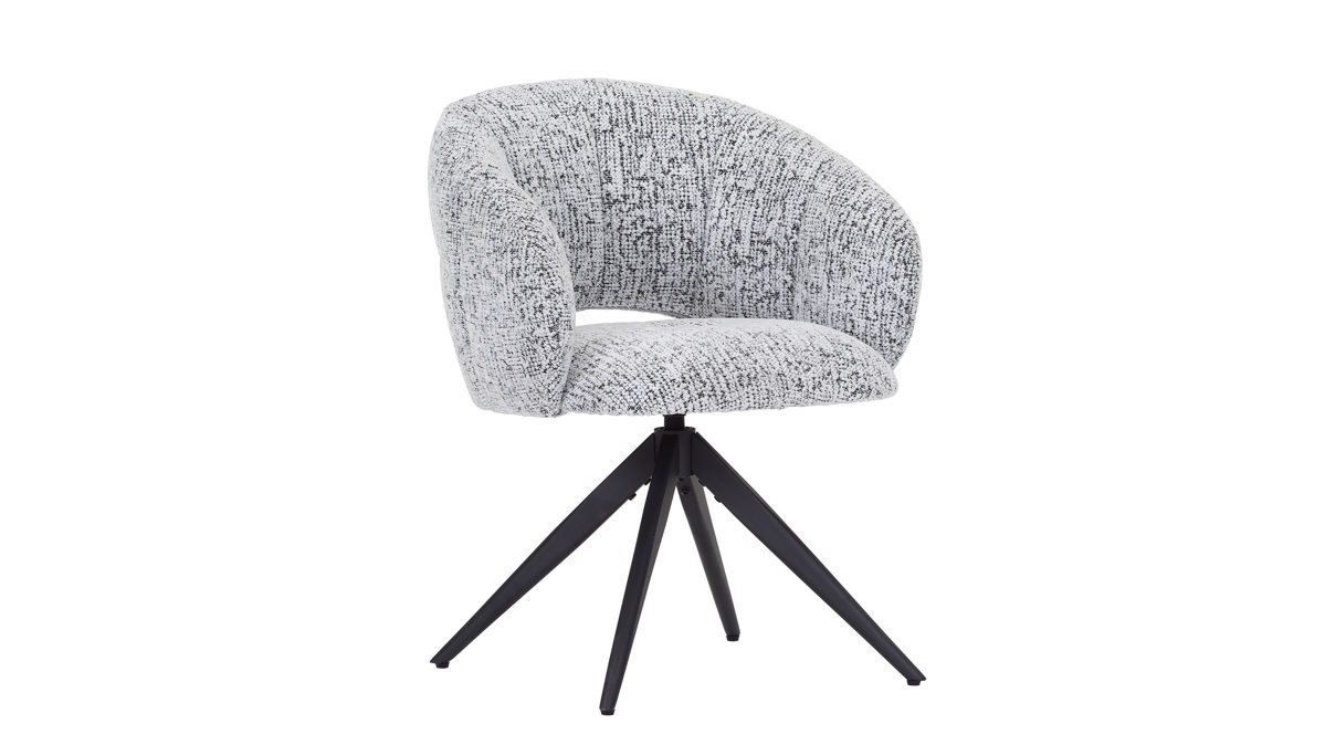 Vierfußstuhl Gutmann factory® aus Stoff in Hellgrau Armlehnenstuhl Nero mit Drehfunktion hellgrauer Chenillebezug 358.55 & schwarzes Metall