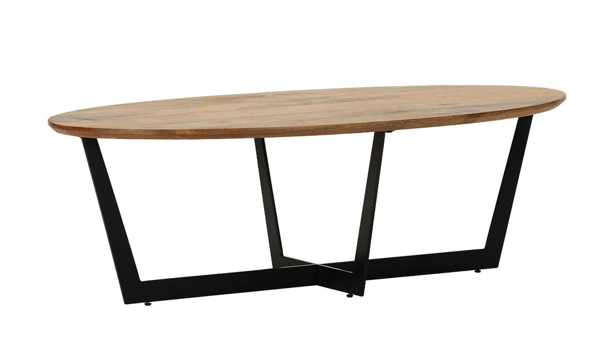 Couchtisch Gutmann factory® aus Holz in Holzfarben Couchtisch Normandy Mango & schwarzes Metallgestell - ca. 130 x 70 cm