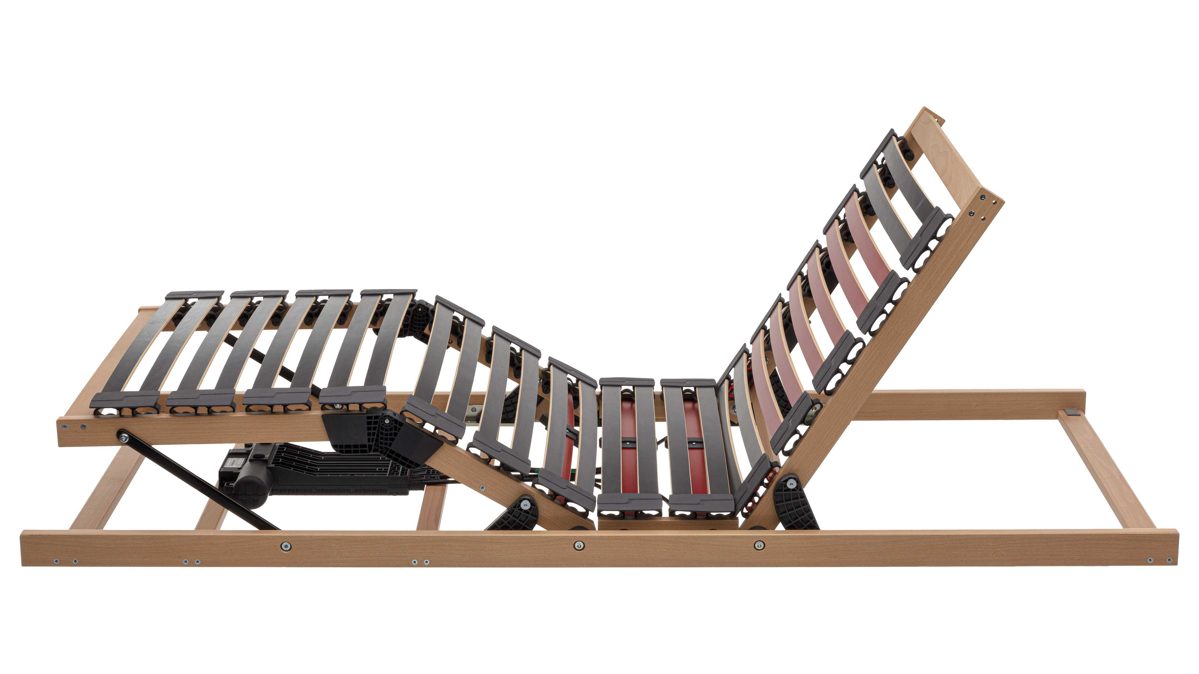 Lattenrost Interliving aus Holz in Holzfarben Interliving Lattenrost Serie 1952 - flacher Smartrahmen zweifach motorisch mit Handschalter – Liegefläche ca. 100 x 200 cm