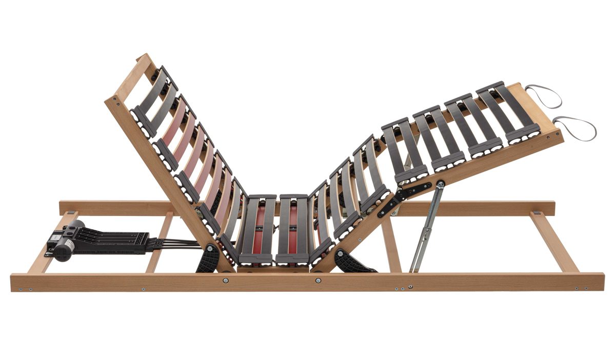 Lattenrost Interliving aus Holz in Holzfarben Interliving Lattenrost Serie 1952 mit Bettkastenzugang zweifach motorisch mit Funk-Fernbedienung – Liegefläche ca. 90 x 200 cm