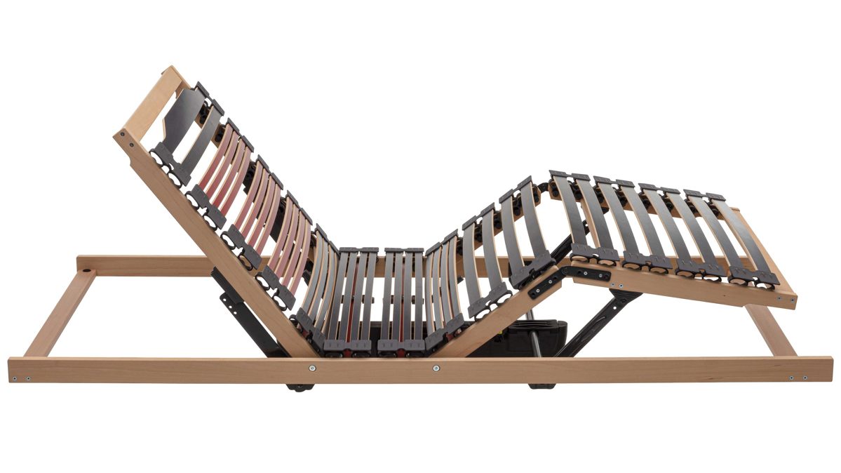 Lattenrost Interliving aus Holz in Holzfarben Interliving Lattenrost Serie 1953 mit zwei funkgesteuerten Motoren zweifach motorisch mit Funk-Fernbedienung – Liegefläche ca. 80 x 200 cm