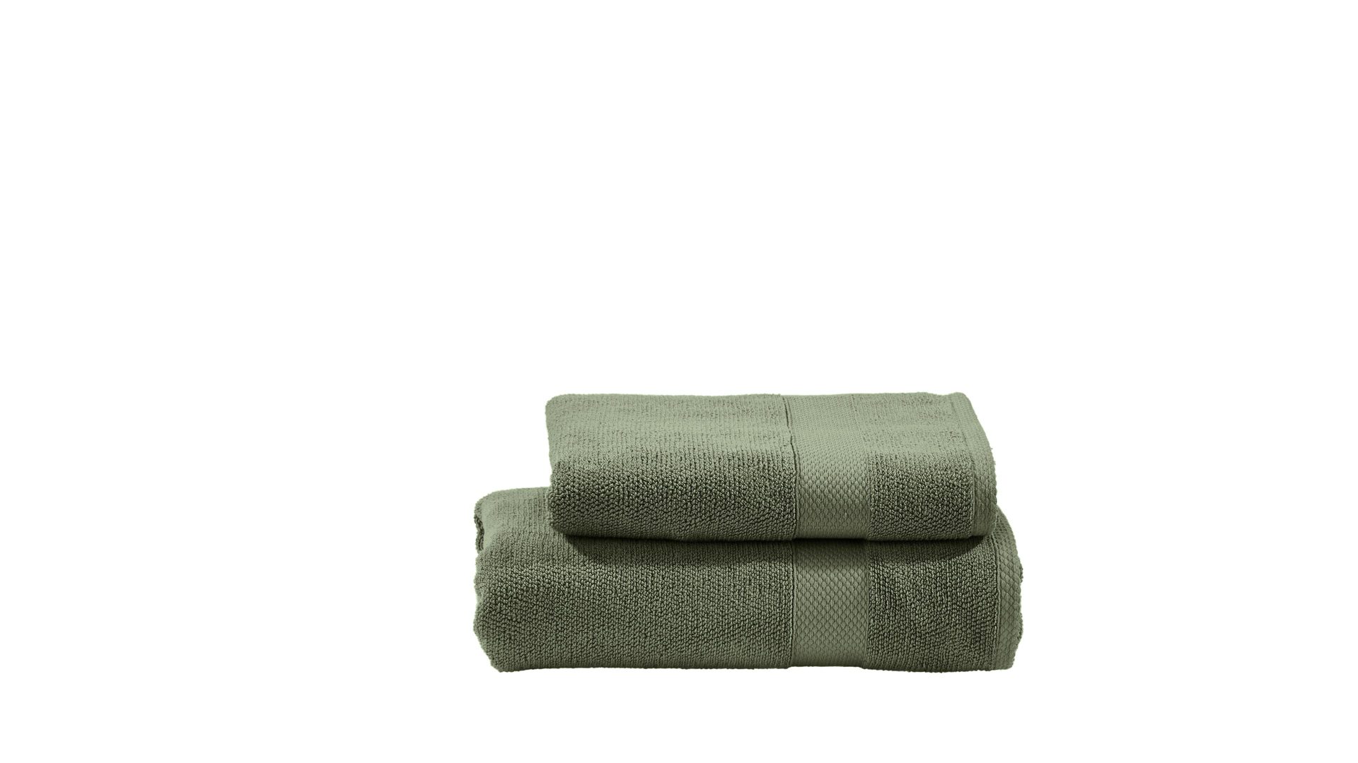 Handtuch-Set Done® by karabel home company aus Stoff in Dunkelgrün DONE® Handtuch-Set Deluxe für Ihre Heimtextilien khakifarbene Baumwolle – zweiteilig