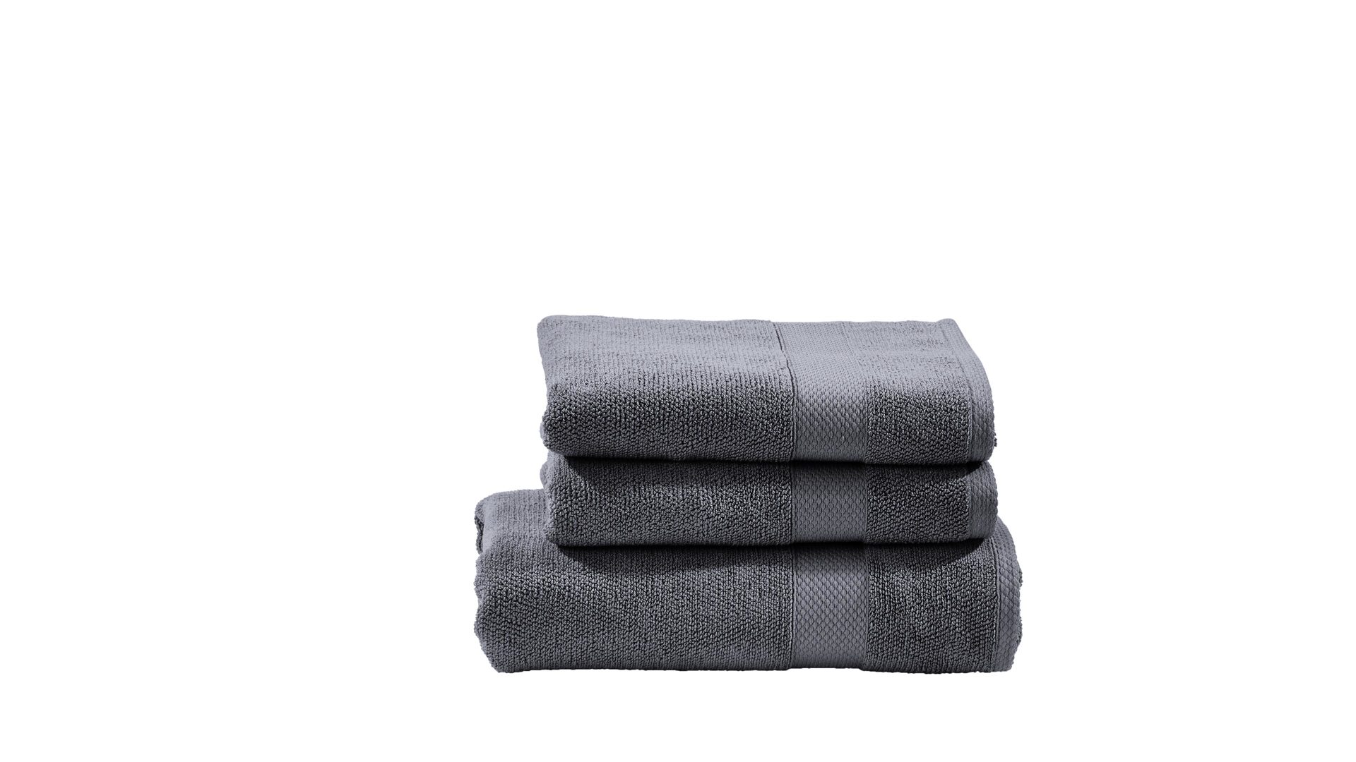 Handtuch-Set Done.® be different aus Stoff in Anthrazit DONE.® Handtuch-Set Deluxe anthrazitfarbene Baumwolle  – dreiteilig