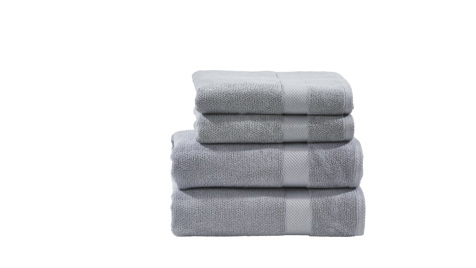 Handtuch-Set Done by karabel home company aus Stoff in Grau done Handtuch-Set Deluxe silberfarbene Baumwolle – vierteilig