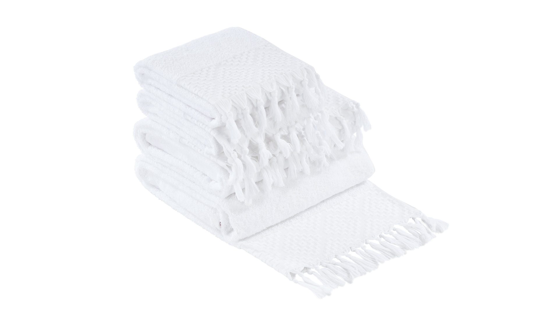 Handtuch-Set Done.® be different aus Stoff in Weiß DONE.® Handtuch-Set Provence Boheme - Heimtextilien weiße Baumwolle  – vierteilig
