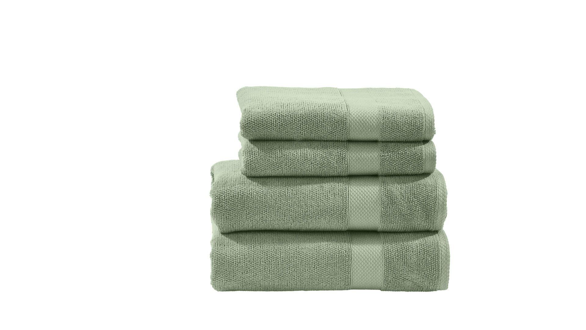Handtuch-Set Done.® be different aus Stoff in Grün DONE.® Handtuch-Set Deluxe für Ihre Heimtextilien eisbergfarbene Baumwolle – vierteilig