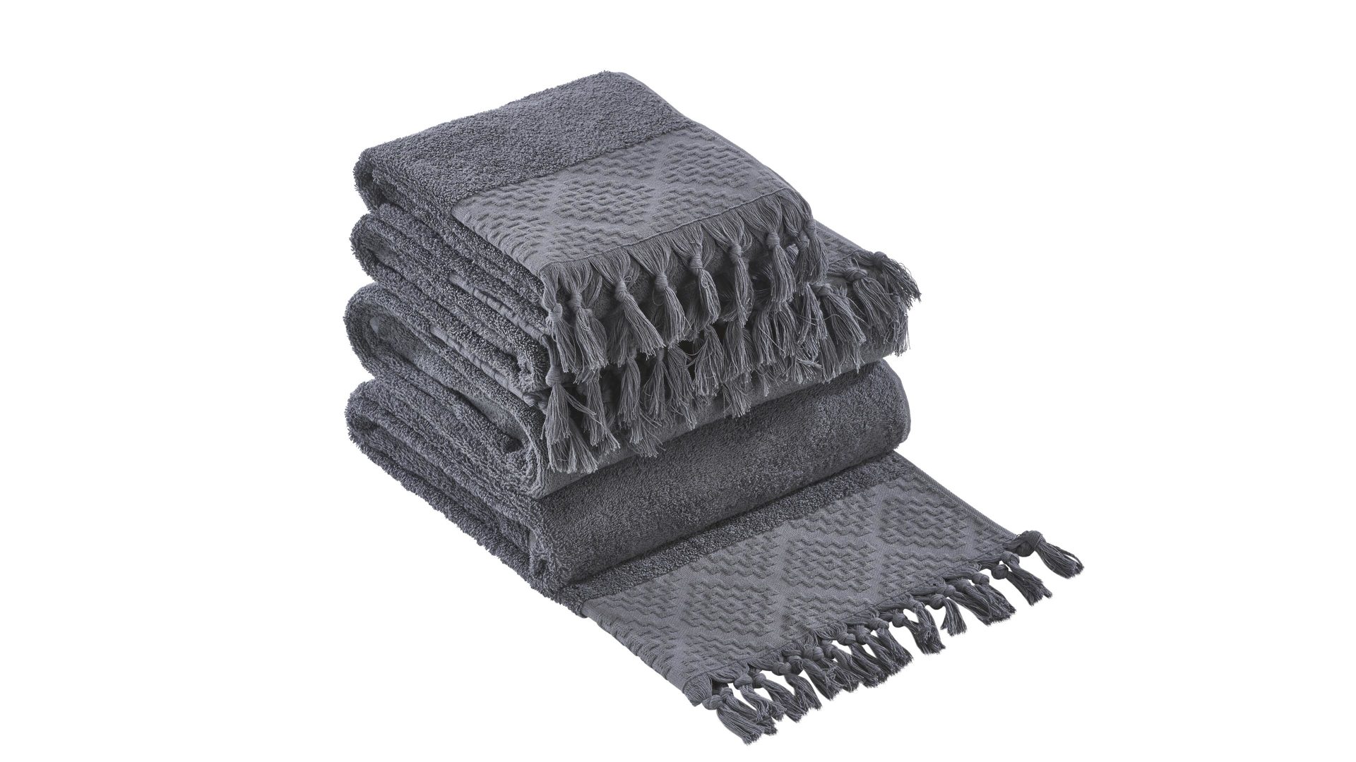 Handtuch-Set Done® by karabel home company aus Stoff in Anthrazit DONE® Handtuch-Set Provence Boheme anthrazitfarbene Baumwolle  – vierteilig