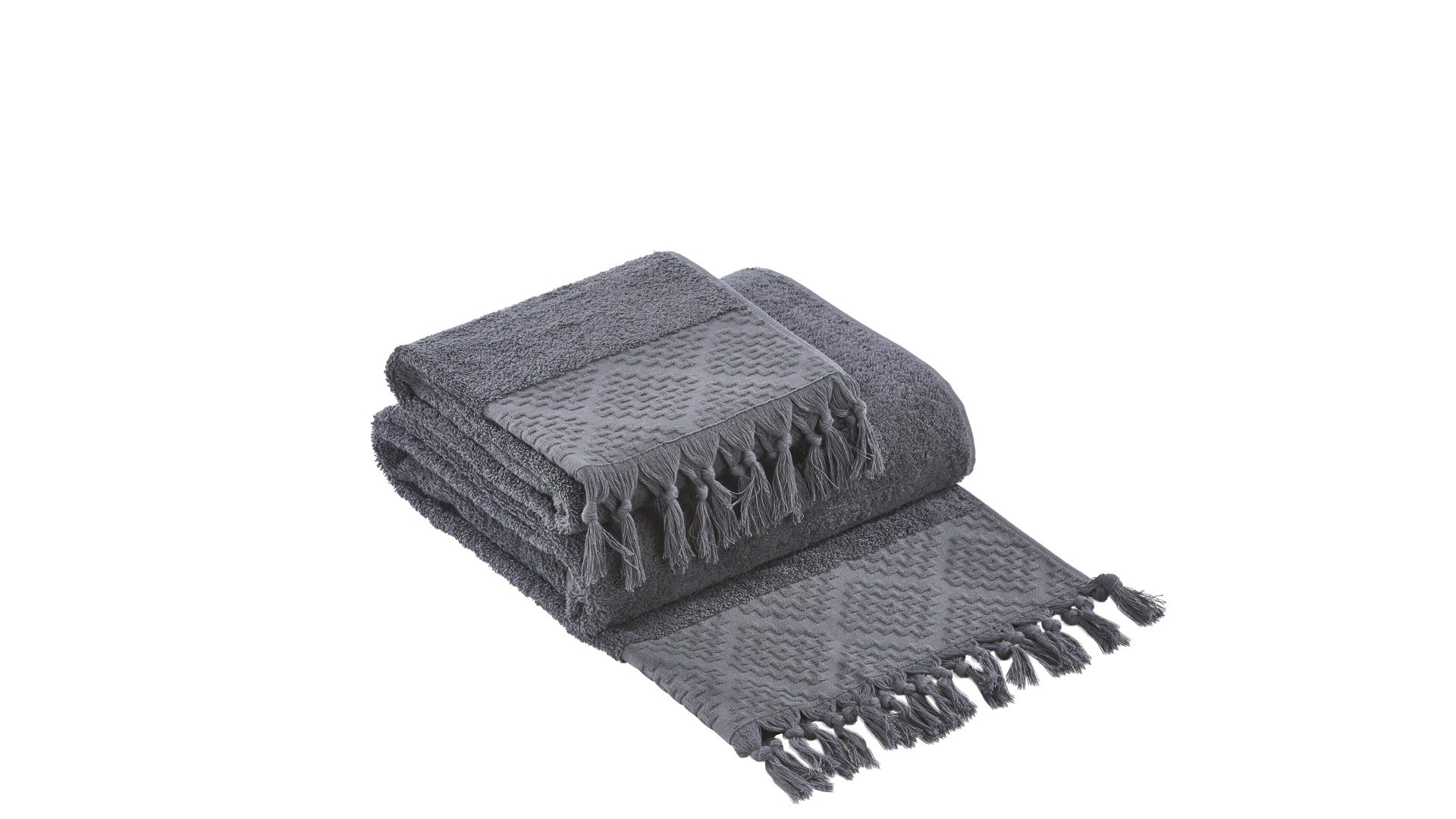 Handtuch-Set Done® by karabel home company aus Stoff in Anthrazit DONE® Handtuch-Set Provence Boheme - Heimtextilien anthrazitfarbene Baumwolle  – zweiteilig
