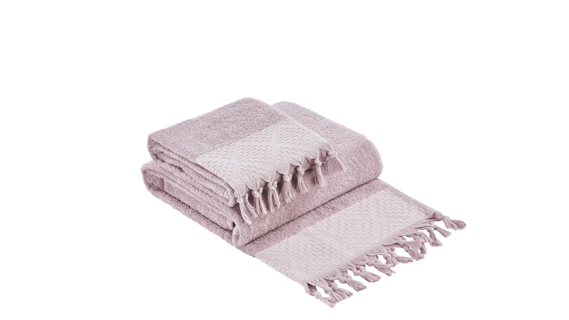 Handtuch-Set Done® by karabel home company aus Stoff in Pastellfarben DONE® Handtuch-Set Provence Boheme - Heimtextilien altrosafarbene Baumwolle  – zweiteilig