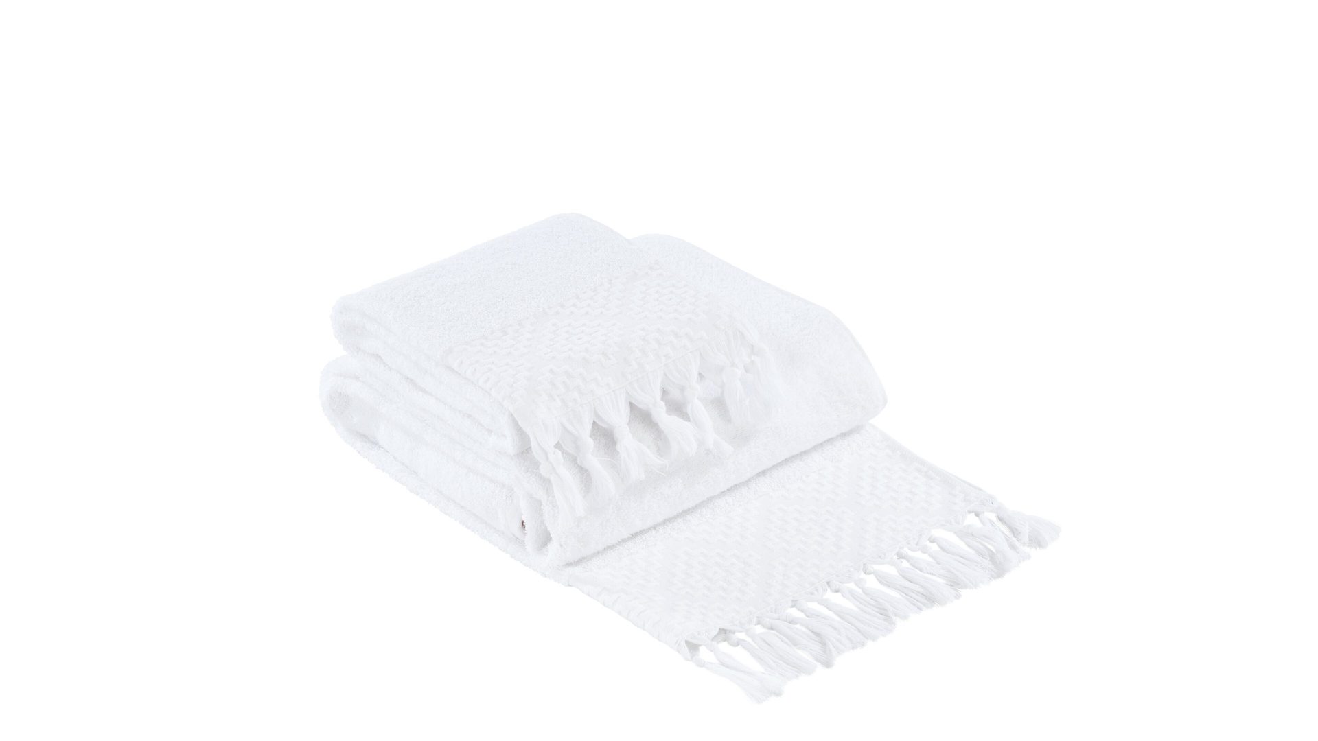 Handtuch-Set Done.® aus Stoff in Weiß done.® Handtuch-Set Provence Boheme bzw. Heimtextilien weiße Baumwolle  – zweiteilig