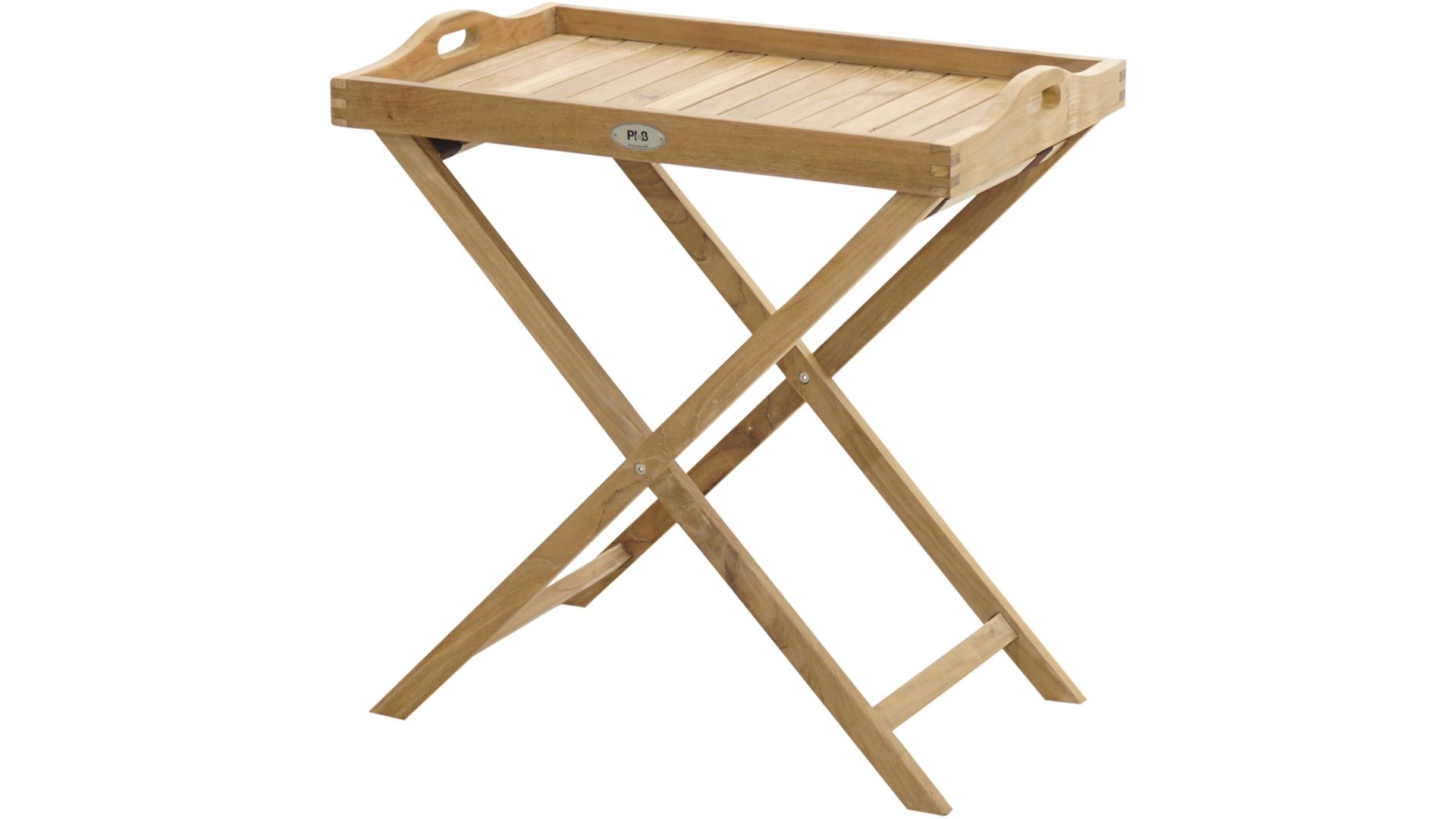 Gartentisch Ploß aus Holz in Holzfarben Ploß® Teakholz-Tabletttisch York als Gartenmöbel honigfarbenes Teakholz – ca. 68 x 45 cm