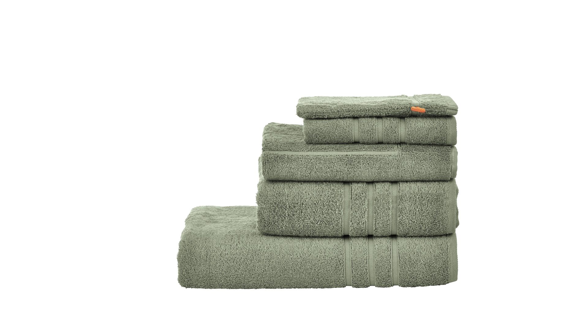 Handtuch-Set Done.® aus Stoff in Grün done.® Handtuch-Set Daily Uni khakifarbene Baumwolle – fünfteilig