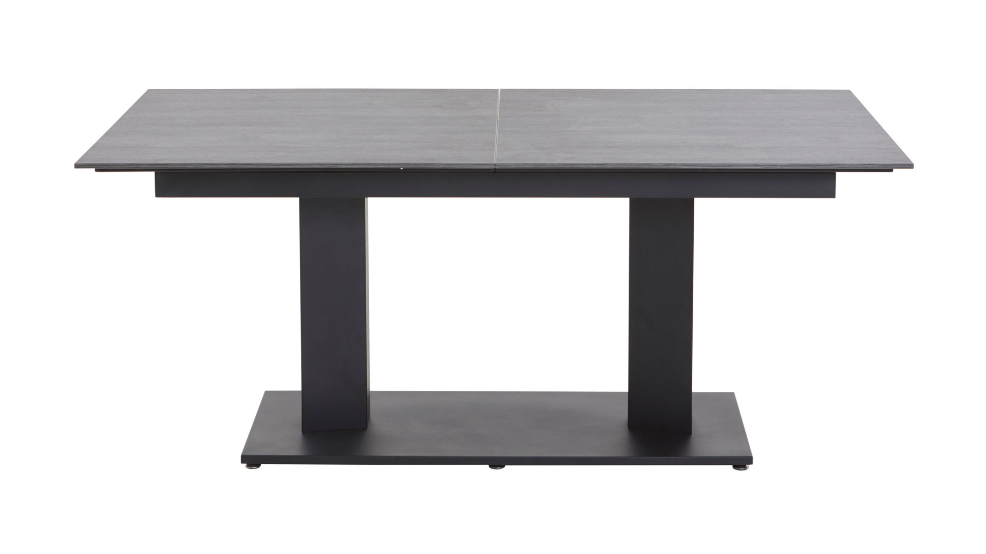 Auszugtisch Mwa aus Metall in Schwarz Esstisch mit Funktion schwarze Wildeicheoptik & schwarzes Gestell – ca. 180-240 x 100 cm