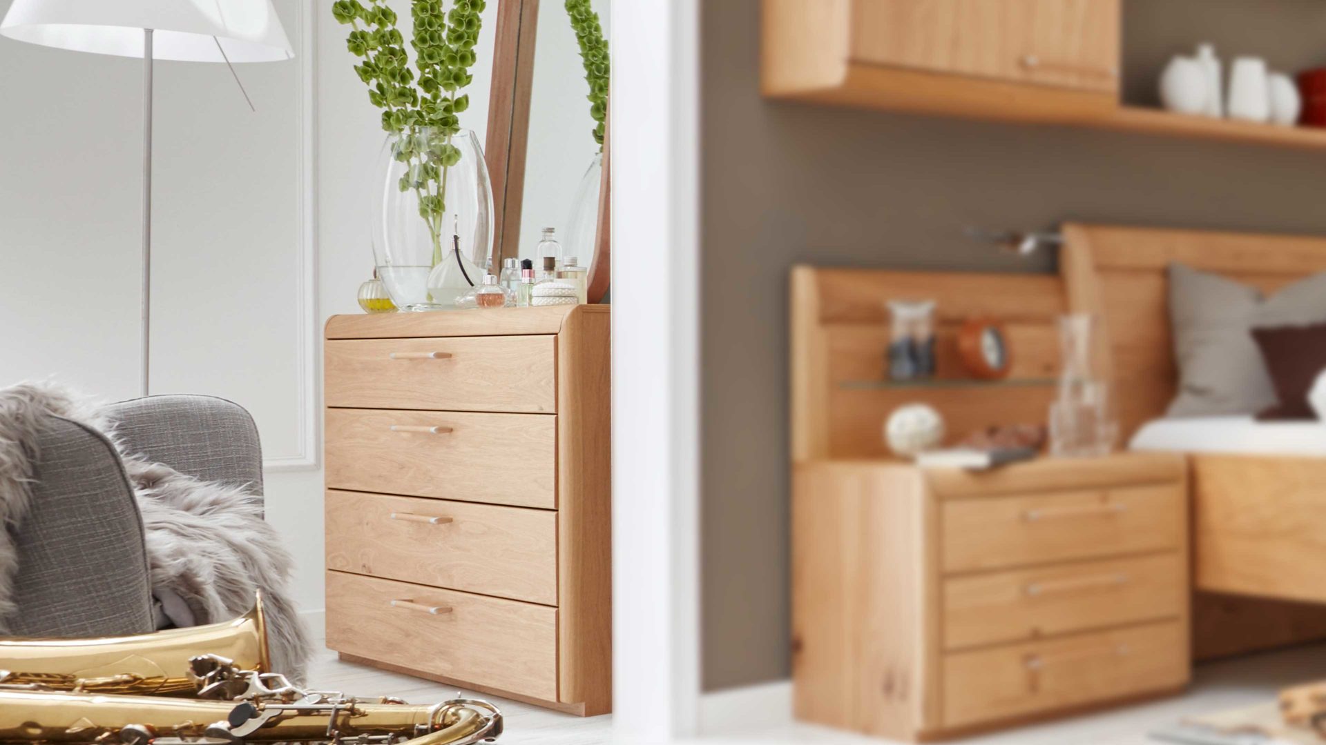 Schubladenkommode C. disselkamp | il aus Holz in Holzfarben Interliving Schlafzimmer Serie 1001 – Schubladenkommode Wildeiche-Echtholzfurnier – vier Schubladen