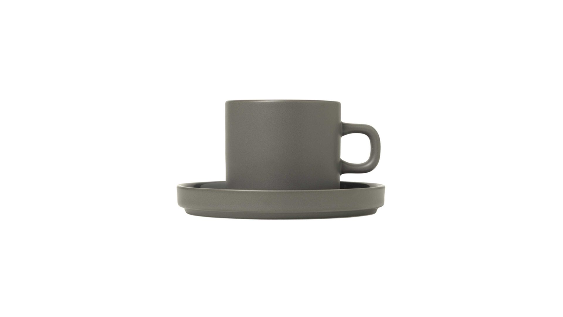 Kaffeetasse Blomus aus Keramik in Grau blomus Kaffeetassen-Set Pilar zinnfarbene Keramik Pewter – vierteilig