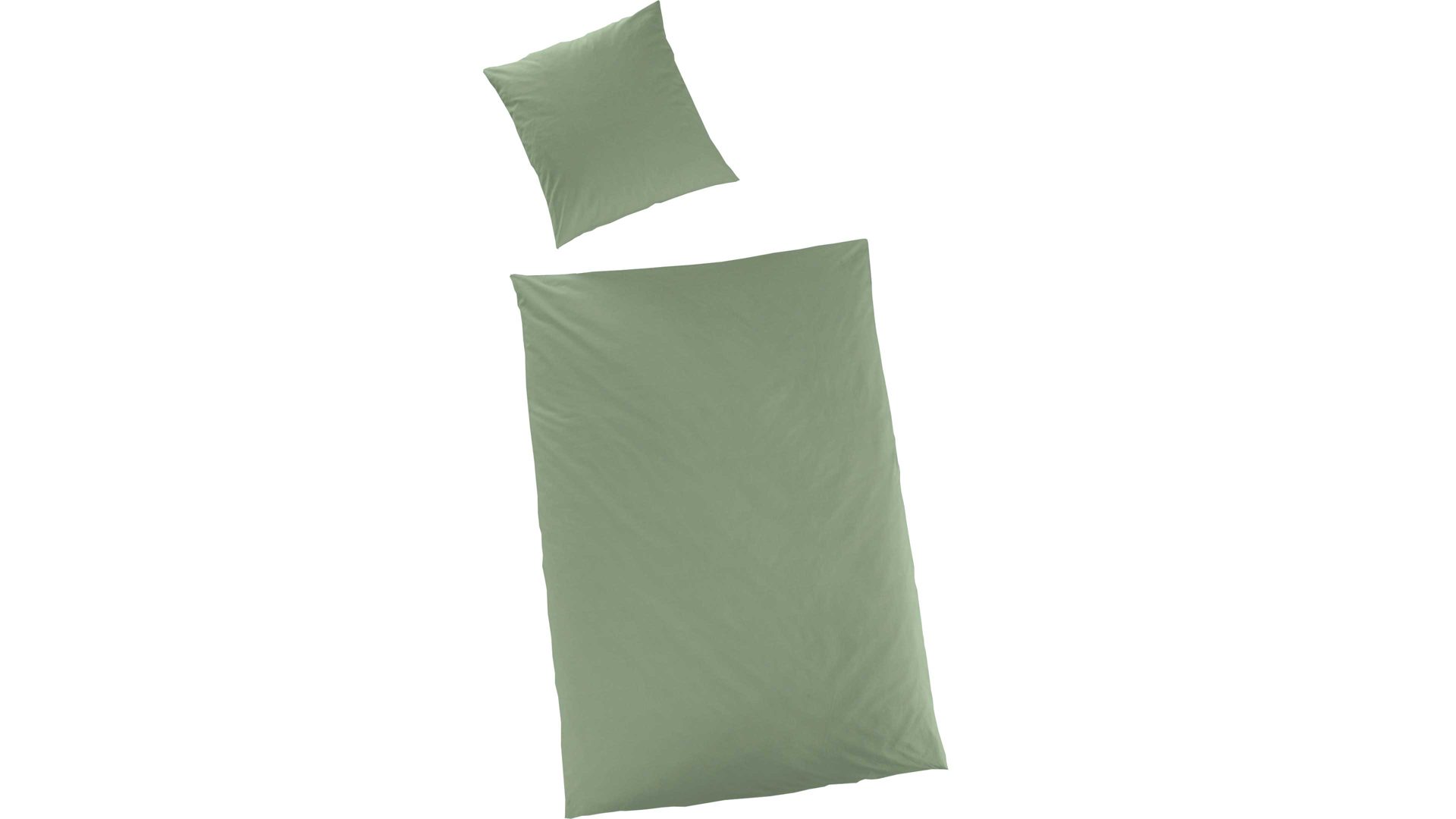 Bettwäsche-Set H.g. hahn haustextilien aus Stoff in Grün HAHN Luxus-Satin-Bettwäsche Sempre khakifarbener Baumwollsatin – zweiteilig, ca. 155 x 200 cm