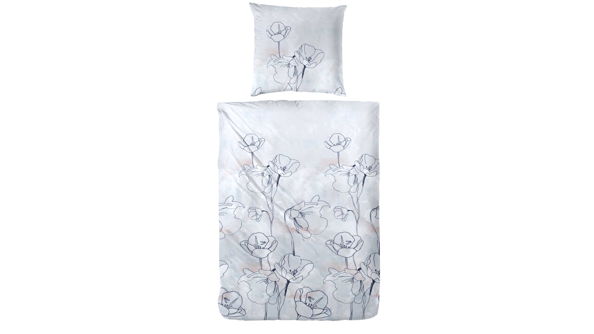 Bettwäsche-Set H.g. hahn haustextilien aus Stoff in Grau HAHN Bettwäsche-Set zweiteilig, ca. 155 x 220 cm - graublaues Blumenmuster