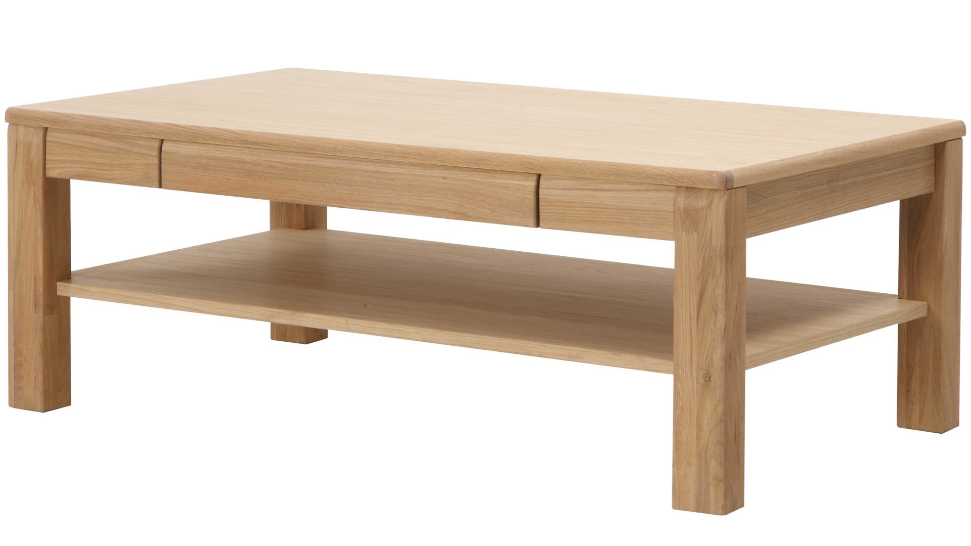 Couchtisch Mca furniture aus Holz in Holzfarben Wohnprogramm Sena - Couchtisch mit Schublade bzw. Massivholzmöbel Eiche Bianco – ca. 115 x 65 cm