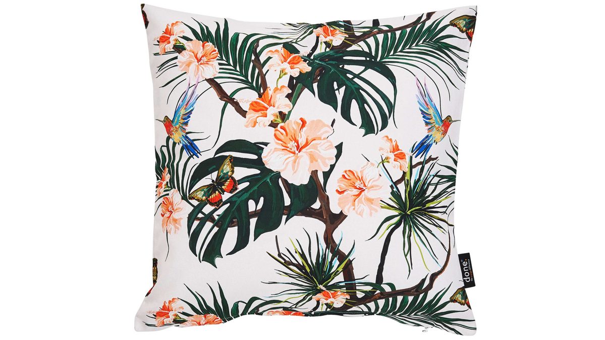 Kissenbezug /-hülle Done.® aus Stoff in Mehrfarbig done.® Kissehülle Cushion Panama Print Dessin Hummingbird – ca. 65 x 65 cm