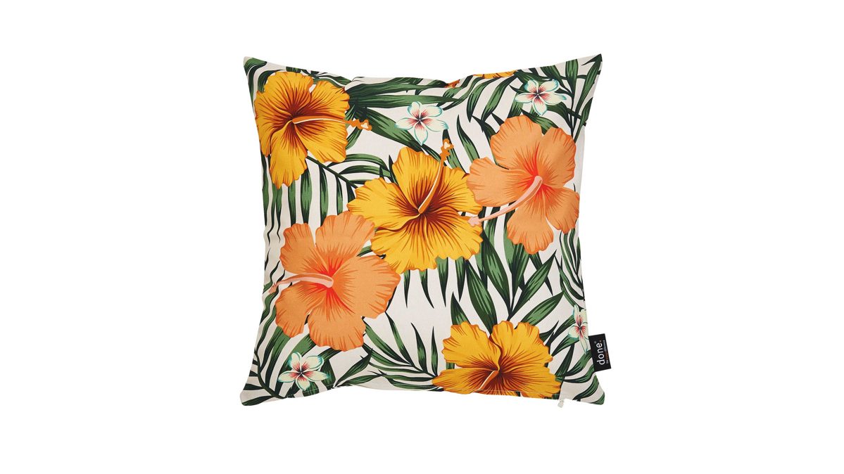 Kissenbezug /-hülle Done.® aus Stoff in Mehrfarbig done.® Kissehülle Cushion Panama Print Dessin Rose Mallow – ca. 45 x 45 cm