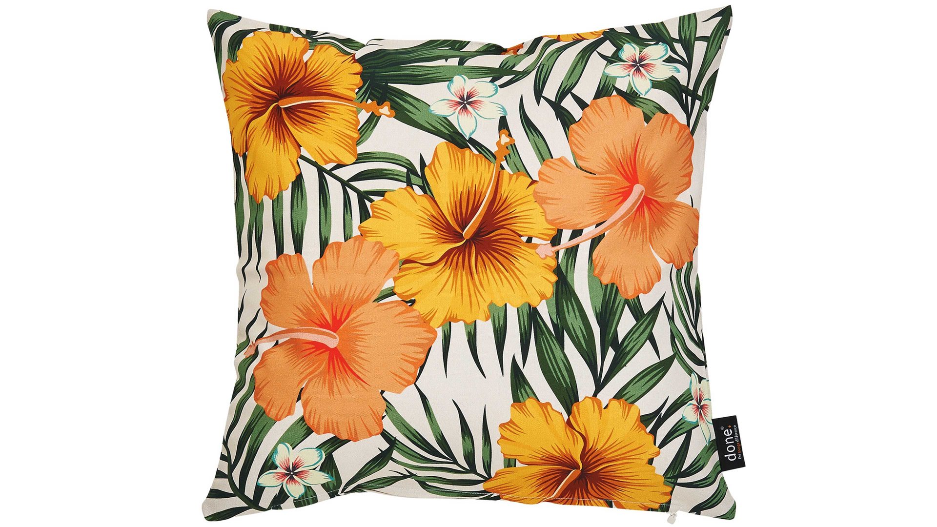Kissenbezug /-hülle Done.® aus Stoff in Mehrfarbig done.® Kissehülle Cushion Panama Print Dessin Rose Mallow – ca. 65 x 65 cm