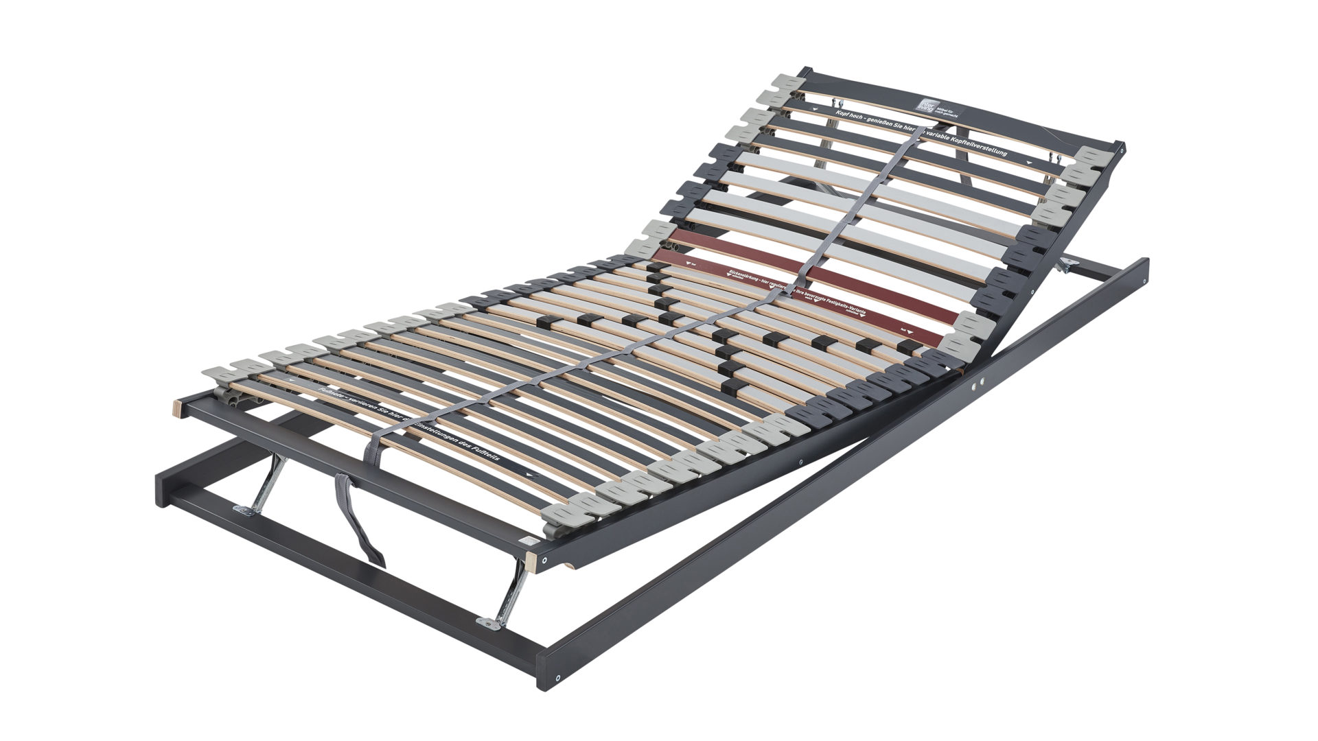 Lattenrost Interliving aus Holz in Grau Interliving Lattenrost Serie 1944 mit manuellen Funktionen manuelle Kopf- & Fußteilverstellung – Liegefläche ca. 80 x 200 cm