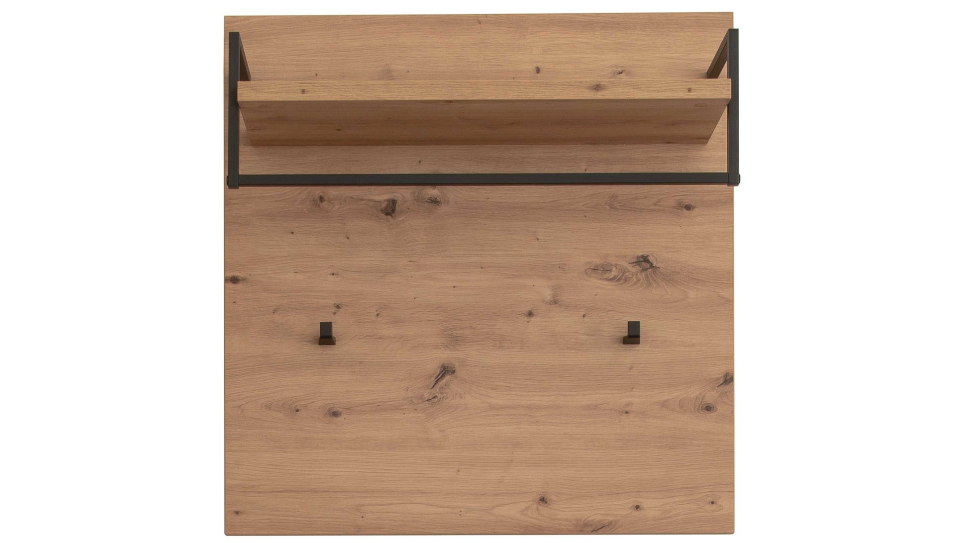 Wandgarderobe Mca furniture aus Holz in Holzfarben Garderobenserie Bergen – Wandgarderobe Balkeneiche & Anthrazit – ca. 78 x 80 cm