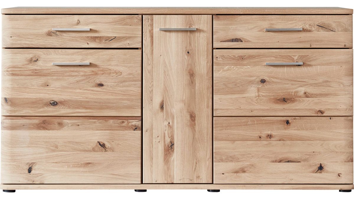 Sideboard Mca furniture aus Holz in Holzfarben Wohnprogramm Santori - Sideboard Eiche & Asteiche – drei Türen, zwei Schubladen