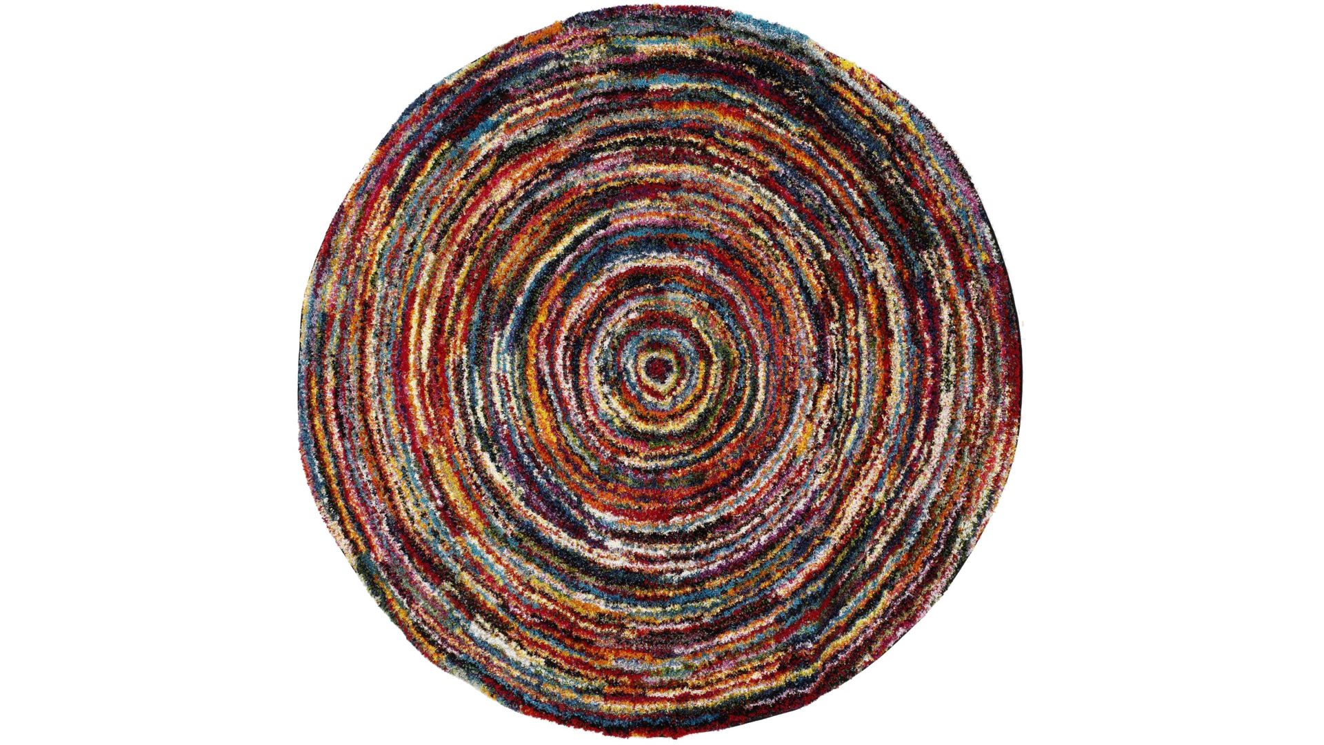 Hochflorteppich Oci aus Kunstfaser in Mehrfarbig Runder Hochflorteppich Sixteen Round multicolorfarbene Kunstfaser – Durchmesser ca. 120 cm