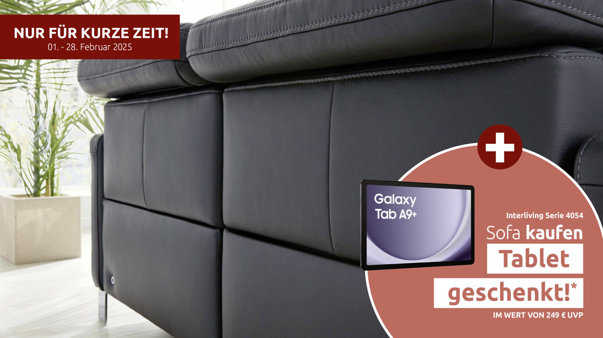 Mehrpreis Interliving aus Leder in Transparent Interliving Sofa Serie 4054 – Mehrpreis Dreisitzer Lederrücken Lederbezug Credo