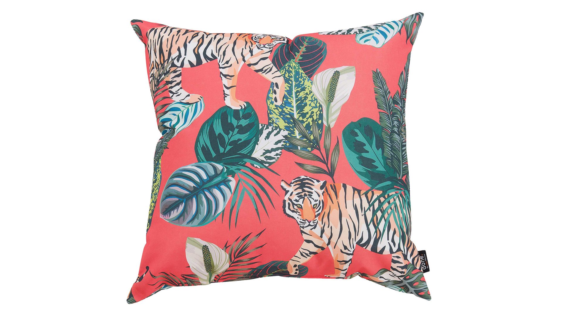 Einzelkissen Done.® aus Kunstfaser in Orange done.® Kissen Cushion Outside Tiger Dessin Tiger – ca. 65 x 65 cm