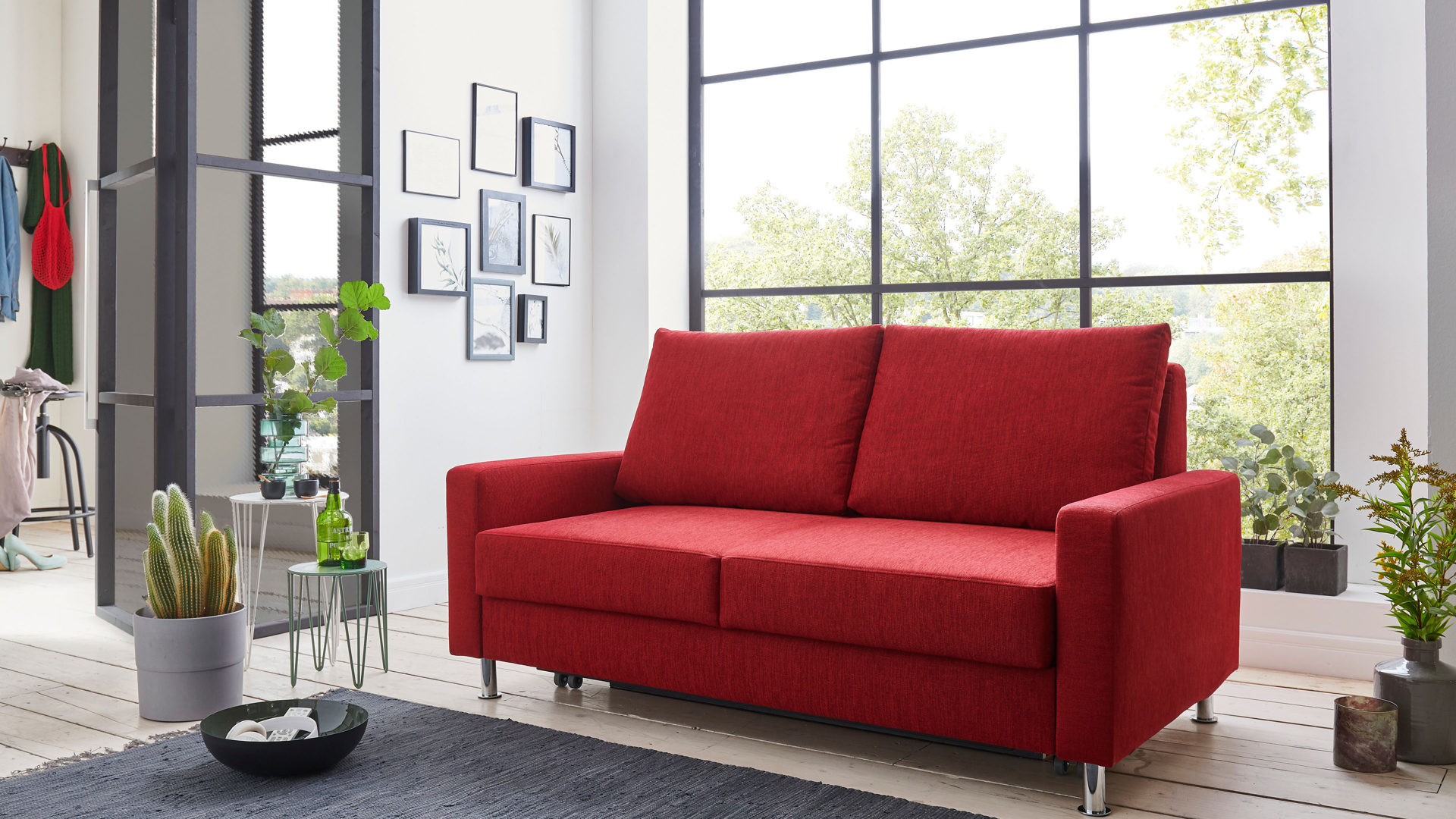 Schlafsofa PARTNERRING COLLECTION® aus Stoff in Dunkelrot PARTNERRING COLLECTION Schlafsofa Multi roter Bezug 8-8014 - Breite ca. 166 cm