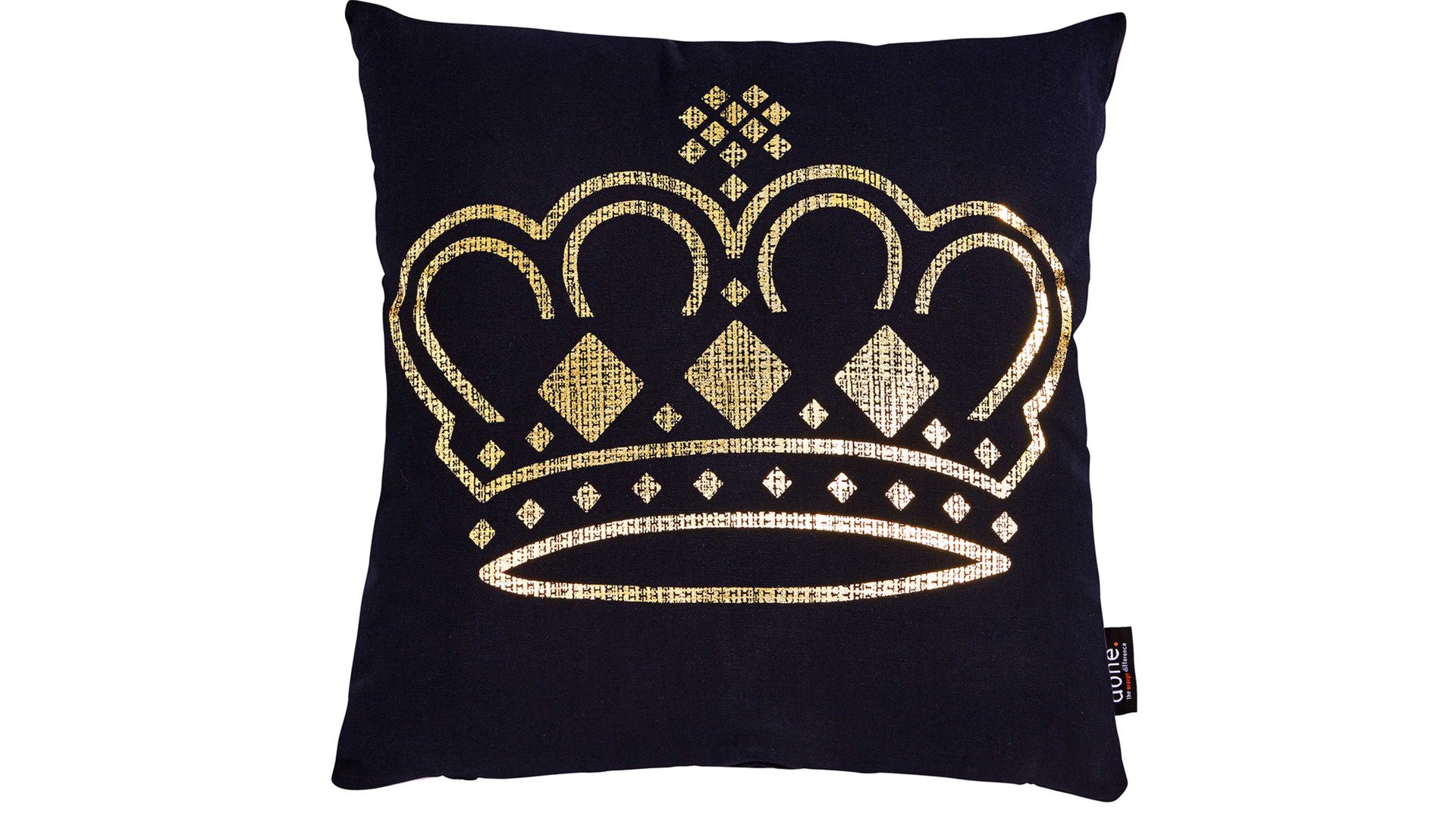 Einzelkissen Done.® aus Baumwolle in Schwarz done.® Kissen Cushion Stone schwarz & Golddruck Crown - ca. 45 x 45 cm