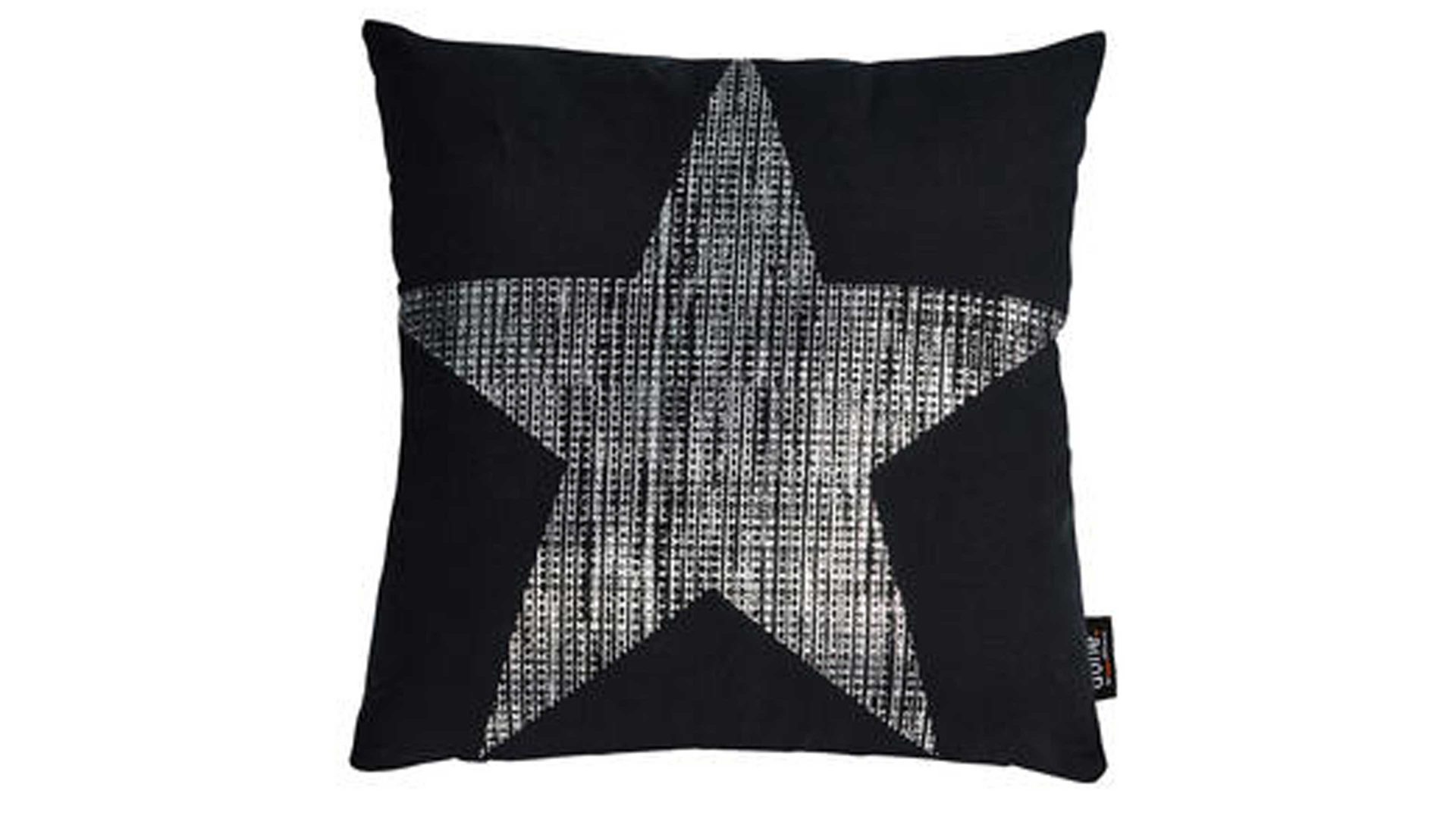 Einzelkissen Done.® aus Baumwolle in Schwarz done.® Kissen Cushion Stone schwarz & Silberdruck Star - ca. 45 x 45 cm