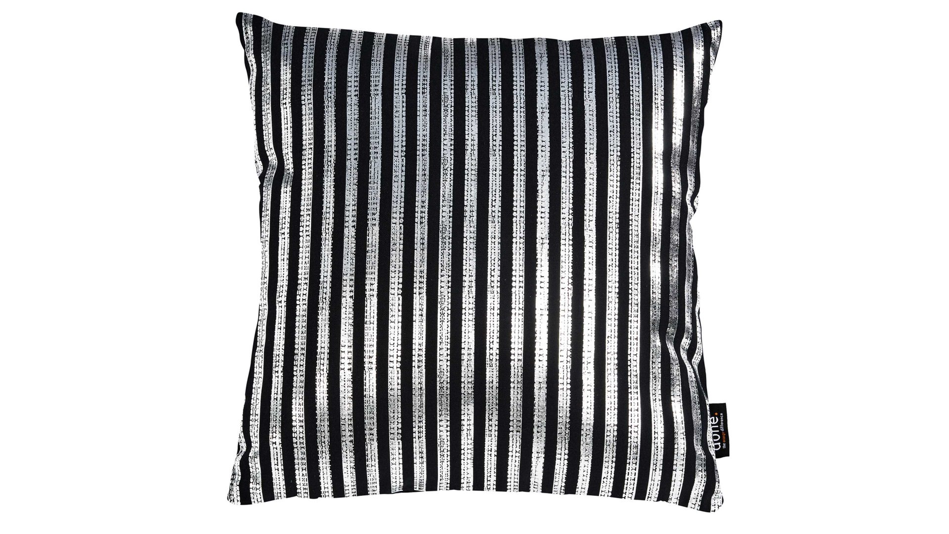 Einzelkissen Done.® aus Baumwolle in Schwarz done.® Kissen Cushion Stone schwarz & Silberdruck Stripes - ca. 45 x 45 cm