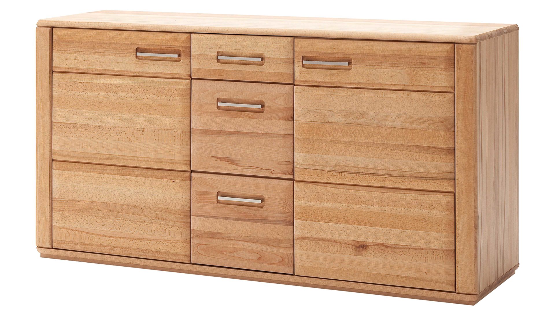 Sideboard Mca furniture aus Holz in Holzfarben Wohnprogramm Sena - Sideboard bzw. Kommodenschrank geölte Kernbuche – zwei Türen, drei Schubladen