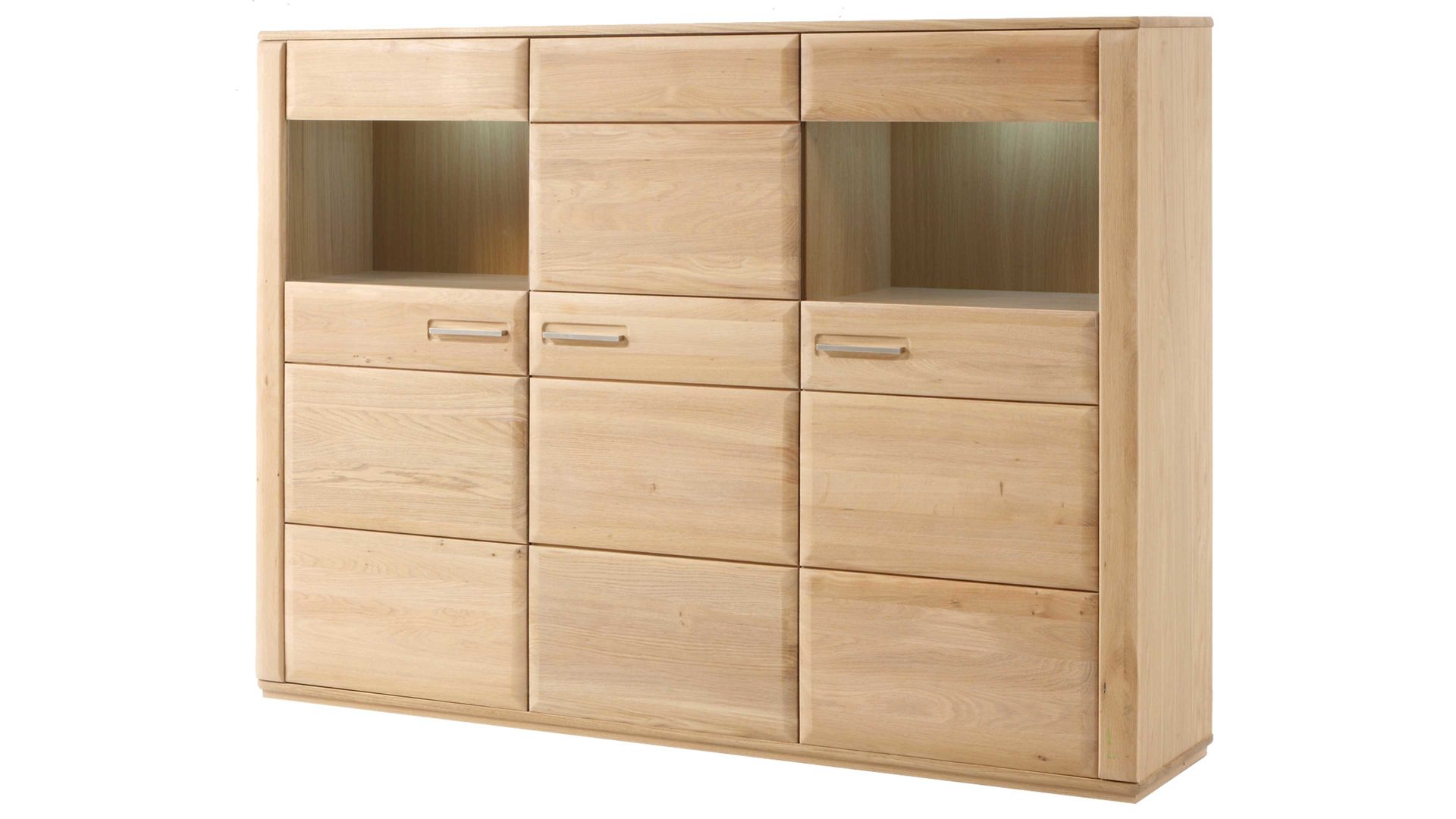 Highboard Mca furniture aus Holz in Holzfarben Hell Wohnprogramm Sena - Highboard bzw. Hochkommode Eiche Bianco – drei Türen