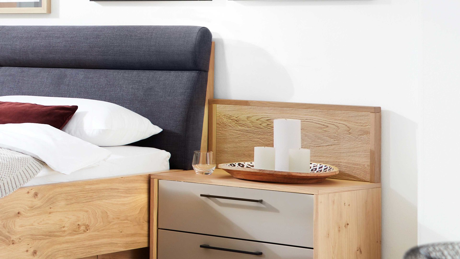 Paneel Interliving aus Holz in Holzfarben Interliving Schlafzimmer Serie 1023 – Paneelaufsatz rechts, Breite ca. 50 cm - Balkeneiche