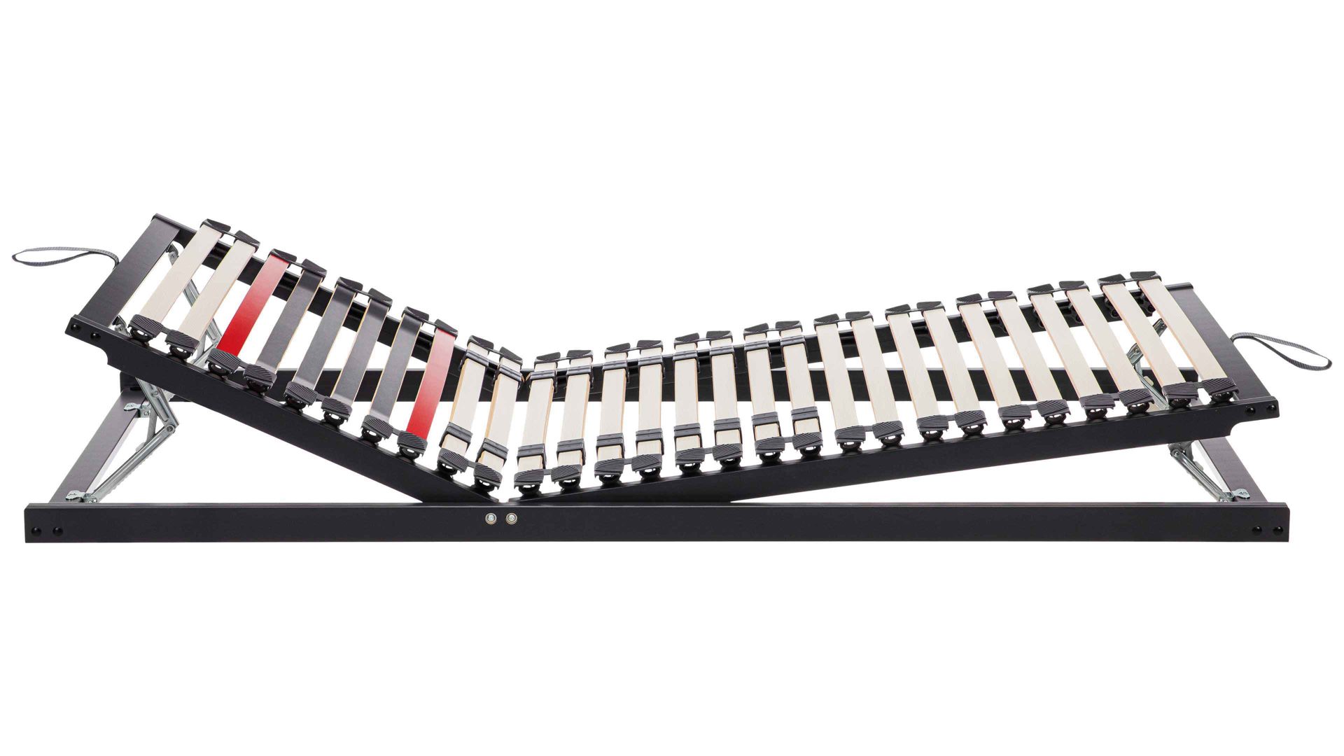 Lattenrost Interliving aus Holz in Anthrazit Interliving Lattenrost Serie 1950 - V6555 mit Hebehelfe manuell verstellbar – Liegefläche ca. 80 x 220 cm