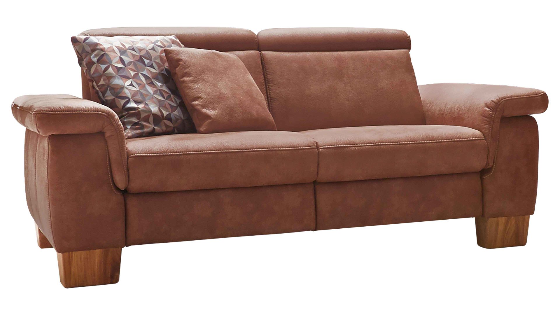 Zweisitzer Steinpol polsteria aus Stoff in Braun Polsterserie Relaxa 6.0 XC - 2,5-Sitzer als Sofa bzw. Couch haselnussfarbene Mikrofaser Büffel & Eichenholzfüße – Länge ca. 187 cm