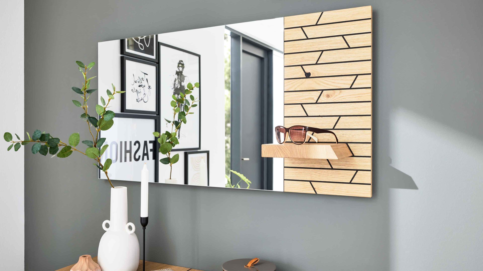 Wandspiegel Interliving aus Spiegel in Holzfarben Interliving Garderobe Serie 6011 – Wandspiegel 781901-2 Wildeiche - ca. 106 x 55 cm