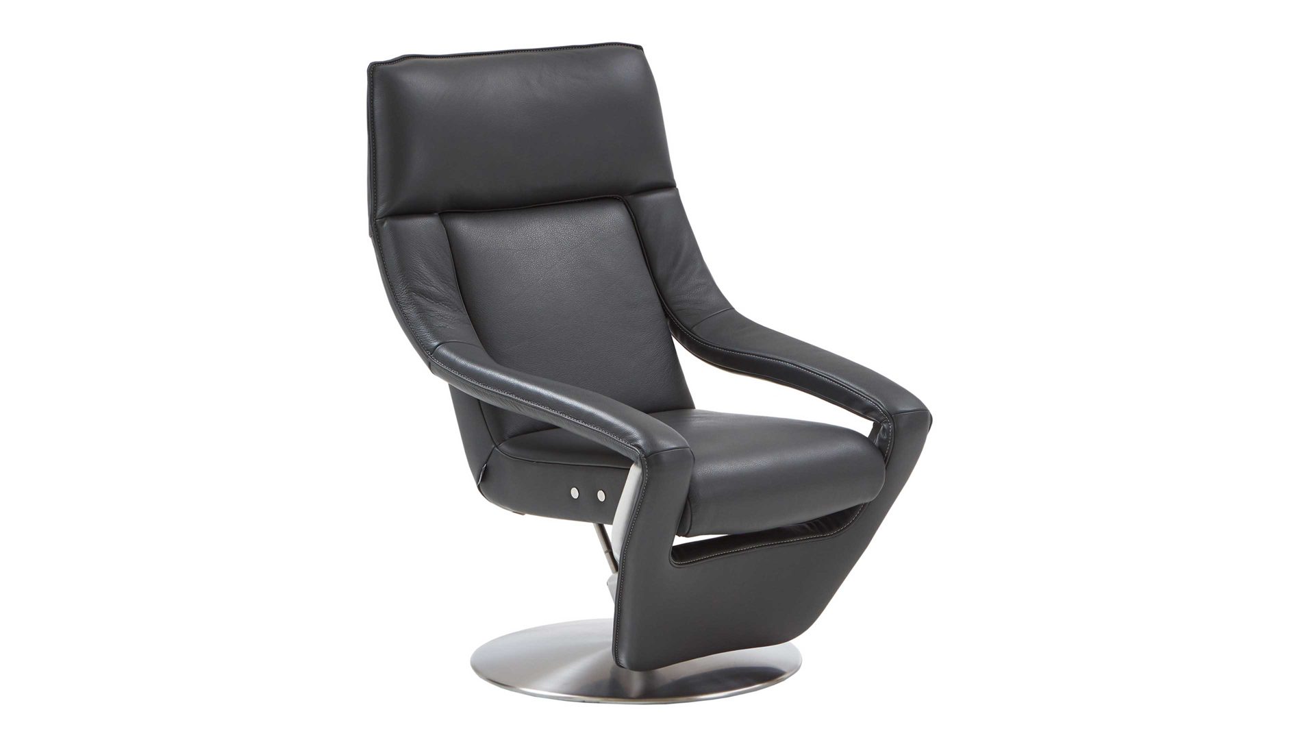 Einzelsessel Koinor aus Leder in Schwarz KOINOR Funktionssessel Yoko schwarzer Lederbezug Classic & Metalldrehteller