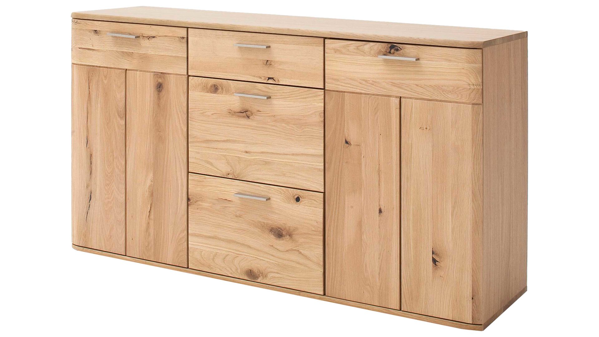 Kombikommode Mca furniture aus Holz in Holzfarben Kombikommode Nilo biancofarbene Balkeneiche – zwei Türen, drei Schubladen