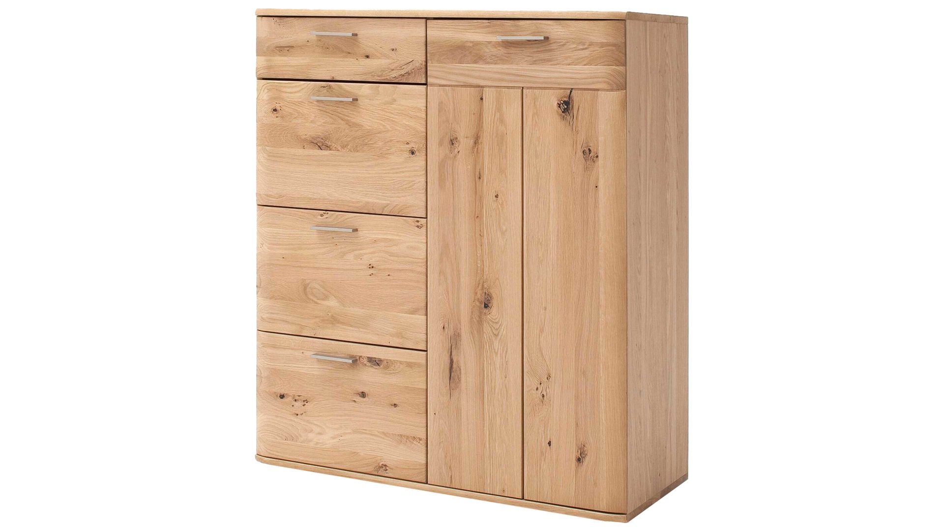 Kombikommode Mca furniture aus Holz in Holzfarben Kombikommode Nilo biancofarbene Balkeneiche – eine Tür, vier Schubladen