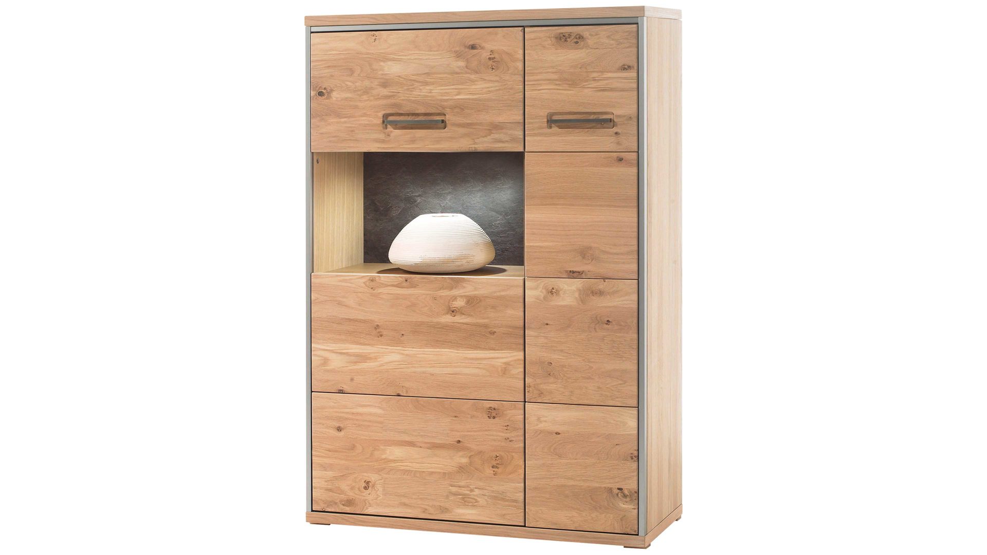 Highboard Mca furniture aus Holz in Holzfarben Wohnprogramm Espero - Highboard Asteiche bianco – zwei Türen, Breite ca. 94 cm